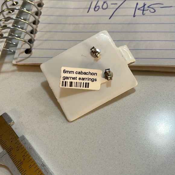 Sterling silver 925 Cabachon Garnet earrings - Picture 9 of 10